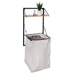 Combinaison étagère et panier à linge avec finition bois de chêne clair