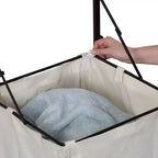 Combinaison étagère et panier à linge avec finition bois de chêne clair