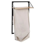 Combinaison étagère et panier à linge avec finition bois de chêne clair