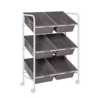 Honey-Can-Do 6 Bin rolling cart: Steel Utility Storage, Fade-Resistant, Ground Freestanding, 34" Height, 24" Depth, Gray
