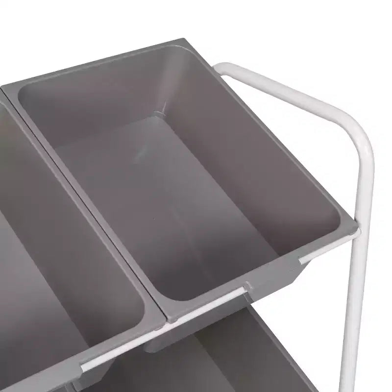 6-Bin Steel Rolling Utility Storage Cart Fade-Resistant in Gray 34 Inch Height