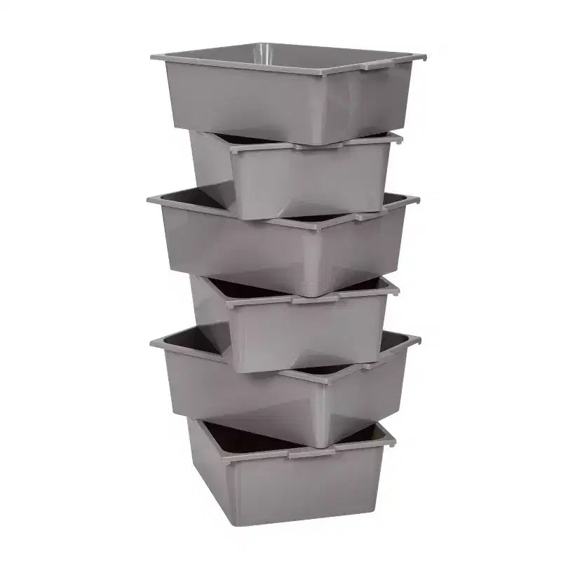 6-Bin Steel Rolling Utility Storage Cart Fade-Resistant in Gray 34 Inch Height
