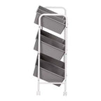 Chariot de rangement utilitaire roulant en acier à 6 bacs, résistant à la décoloration, gris, hauteur 34 pouces