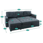 Canapé d'angle réversible convertible avec lit gigogne, méridienne de rangement et pieds durables