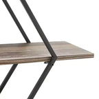 Étagère murale triple à double losange croisé, noire et rustique, avec cadre en fer