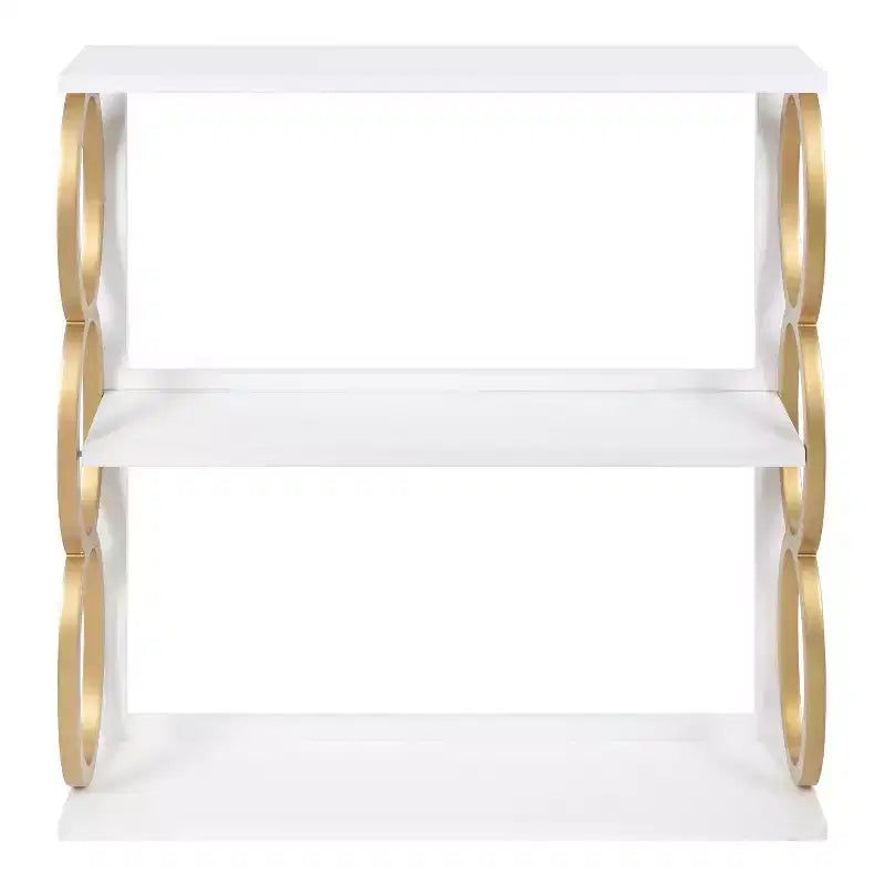 28" x 8" x 31" Ring Wooden 3-Tier Shelf White - Kate & Laurel All Things Decor: Mid-Century Storage Display