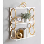 Étagère murale flottante en bois à 3 niveaux, 28x8x31 pouces, de style Mid-Century, blanche, pour rangement et exposition