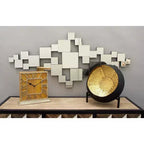 Miroir mural géométrique en verre 48x21 pouces avec panneaux de miroir carrés argentés
