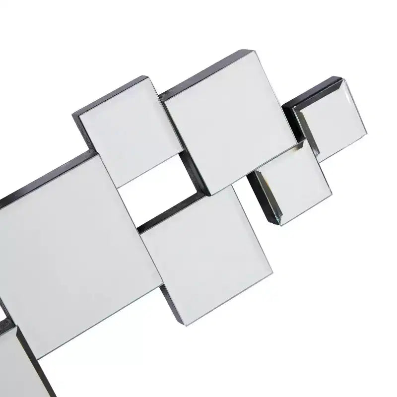 & May 48"X21" Glass Geometric Room Wall Mirror with Square Mirrors Silver
