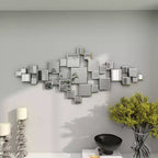 Miroir mural géométrique en verre 48x21 pouces avec panneaux de miroir carrés argentés