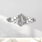 Miroir mural géométrique en verre 48x21 pouces avec panneaux de miroir carrés argentés