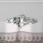 Miroir mural géométrique en verre 48x21 pouces avec panneaux de miroir carrés argentés