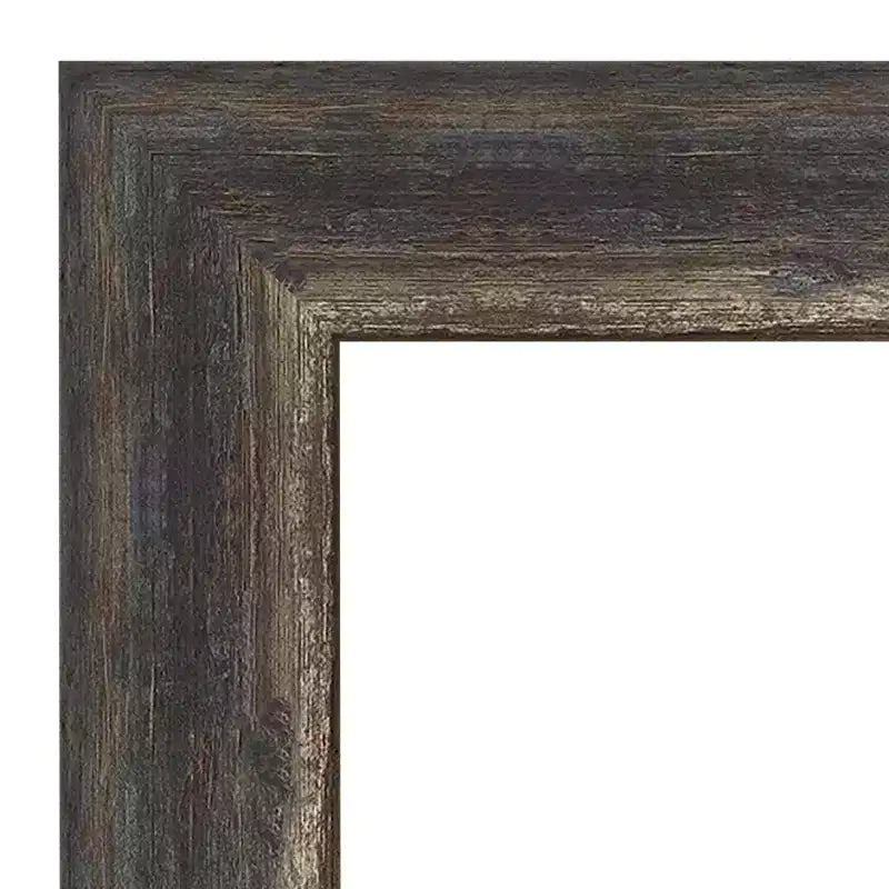 23x29 Inch Bark Rustic Char Framed Wall Mirror in Brown with Modern Beveled Glass