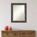 23x29 Inch Bark Rustic Char Framed Wall Mirror in Brown with Modern Beveled Glass