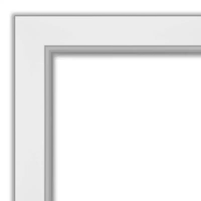 42x30 Inch Eva White Framed Wall Mirror in Silver with Modern Beveled Glass