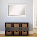 Miroir mural encadré blanc de 42x30 pouces en argent avec verre biseauté moderne