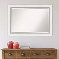 42x30 Inch Eva White Framed Wall Mirror in Silver with Modern Beveled Glass