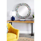 Miroir mural bohème avec cadre en velours, cadre en magazines recyclés fait main, aucun assemblage requis