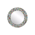 Miroir mural bohème avec cadre en velours, cadre en magazines recyclés fait main, aucun assemblage requis