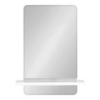 Miroir mural de salle de bain sans cadre 22x30 pouces avec étagère, style blanc Mid-Century