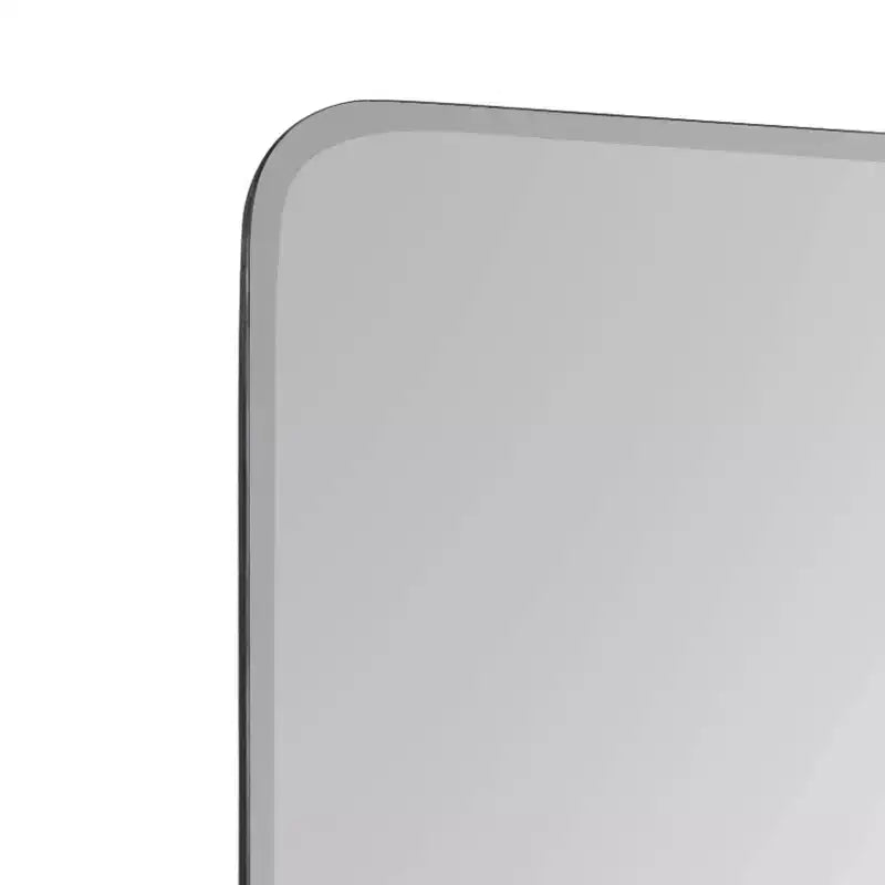 22x30 Inch Frameless Bathroom Vanity Wall Mirror with Shelf in White Mid-Century Style
