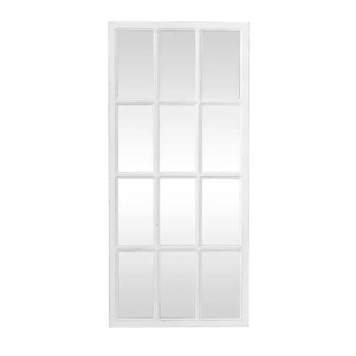 Miroir mural effet vitrail de ferme en bois blanc 48x22 pouces pour entrée