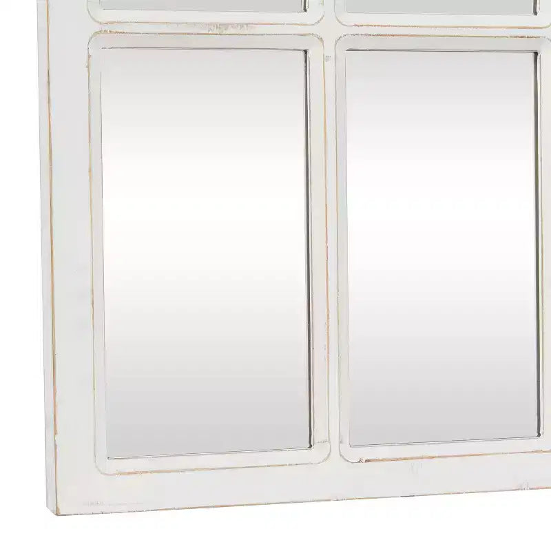 48x22 Inch Farmhouse Wood Window Pane Inspired Wall Mirror in White for Entryway