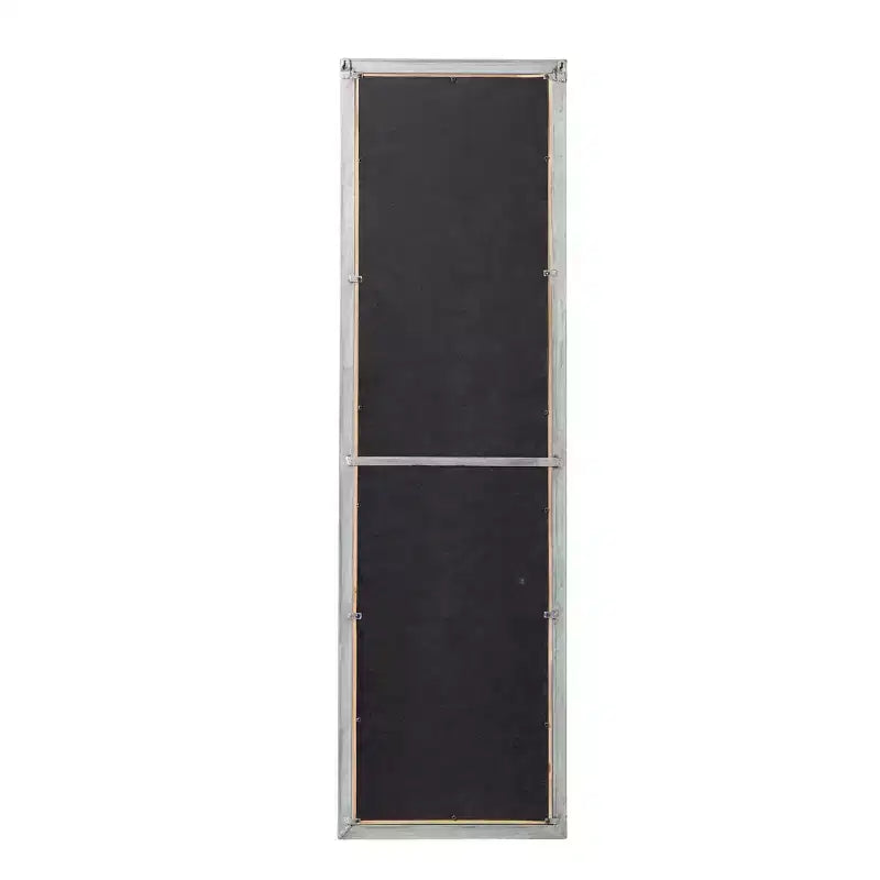 Farmhouse Wood Window Pane Inspired Wall Mirror in Brown Rustic Rectangular No Assembly