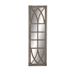 Miroir mural rustique rectangulaire à motif de carreaux de fenêtre de ferme, en bois marron, sans assemblage requis