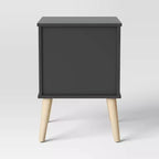 Table de chevet moderne pour enfants gris foncé avec deux tiroirs et poignées intégrées