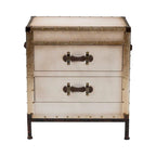 Table d'appoint/Malle de rangement en toile effet vieilli Laura