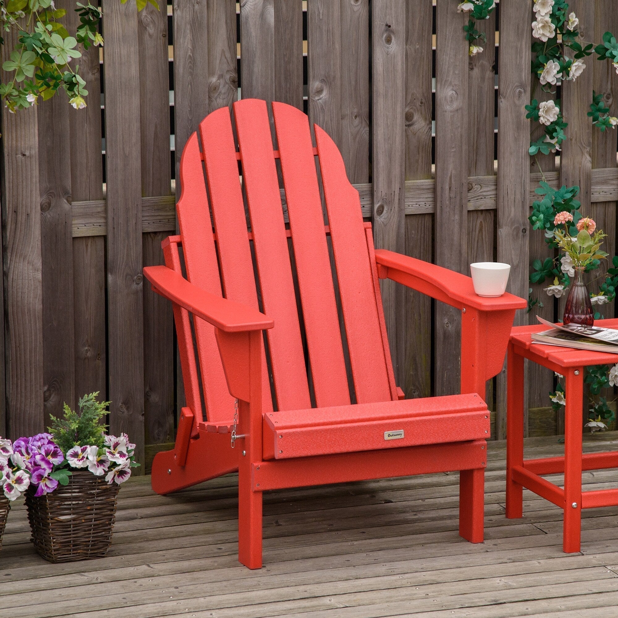 Chaise Adirondack pliante, chaises longues de plage en plastique HDPE toutes saisons pour terrasse et mobilier de jardin