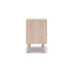 Table de chevet enfant 1 tiroir avec port de charge USB, en chêne clair avec tiroir à motifs floraux