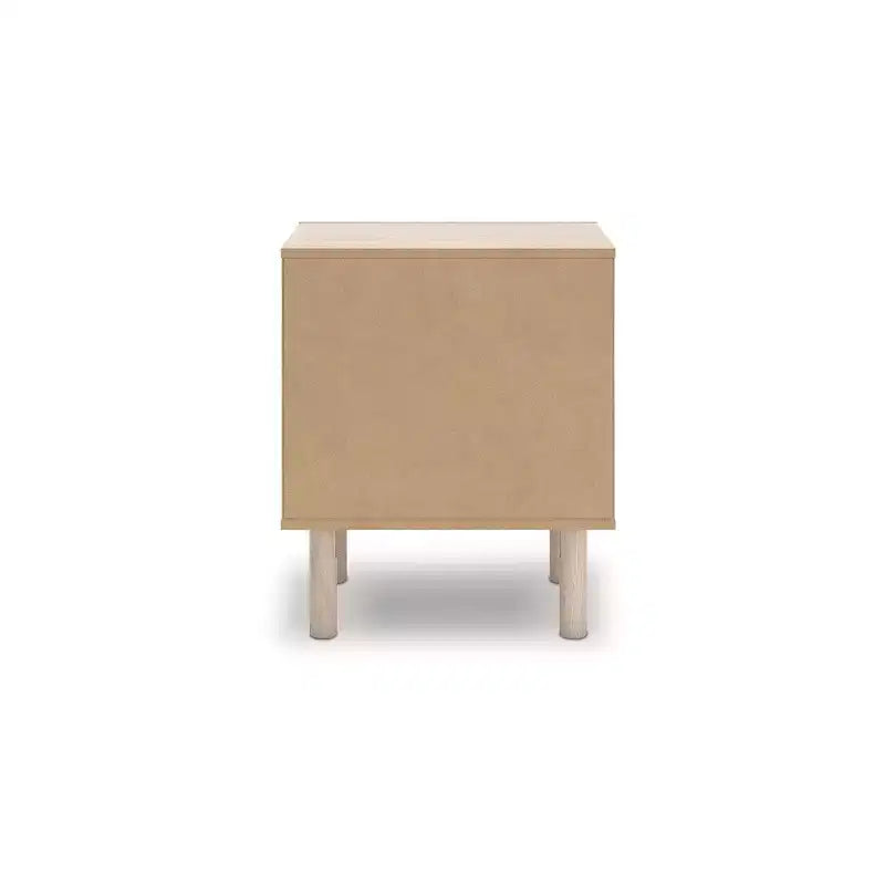 1-Drawer Kids Nightstand with USB Charging Port in Light Oak with Floral Accent Drawer