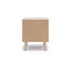 Table de chevet enfant 1 tiroir avec port de charge USB, en chêne clair avec tiroir à motifs floraux