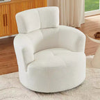 360 Swivel Barrel Chair with Adjustable Headrest - Plush Upholstered Accent Chair for Living Room, Office & Bedroom