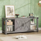TV Stand for 65 Inch TV, Farmhouse Entertainment Center with Storage