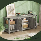 Meuble TV de ferme de 152 cm pour téléviseurs de 165 cm avec étagères et portes