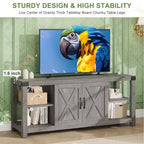 Meuble TV de ferme de 152 cm pour téléviseurs de 165 cm avec étagères et portes