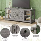 Meuble TV de ferme de 152 cm pour téléviseurs de 165 cm avec étagères et portes