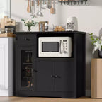Whizmax Microwave Cabinet, Modern Buffet with Glass Doors & Adjustable Shelf, Wooden Sideboard with Storage Drawers & Wide Top for Dining/Living Room