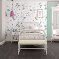 Cadre de lit double vintage en métal blanc style Jenny Lind avec brochettes classiques