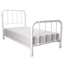Cadre de lit double vintage en métal blanc style Jenny Lind avec brochettes classiques