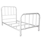 Cadre de lit double vintage en métal blanc style Jenny Lind avec brochettes classiques