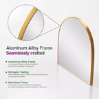 Miroir Mural Doré en Forme d'Arche avec Bord Fin en Alliage d'Aluminium et Design à Angle Droit