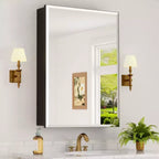 Belle Medicine Cabinet with Mirror, Recessed/Wall Mount Cabinet for Bathroom, Beveled Surface Mirror, Adjustable Tempered Glass Shelves, Black