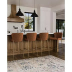Tabouret de bar 31 pouces en métal avec assise en similicuir et cadre moderne élégant
