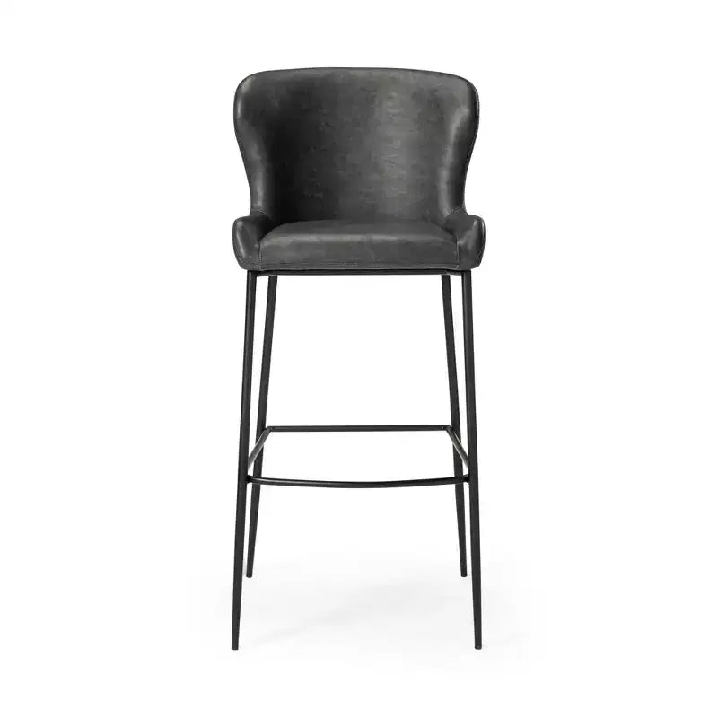 31 Inch Metal Bar Stool with Faux Leather Seat and Sleek Modern Frame