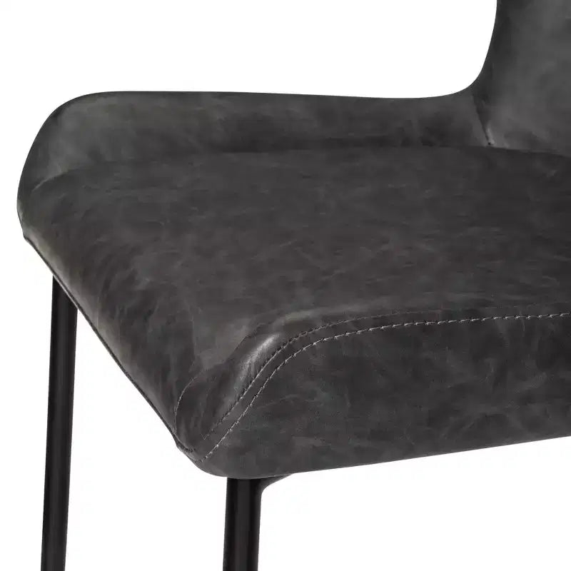 31 Inch Metal Bar Stool with Faux Leather Seat and Sleek Modern Frame