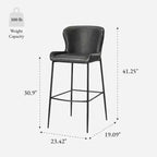 Tabouret de bar 31 pouces en métal avec assise en similicuir et cadre moderne élégant